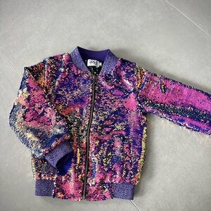 Lola + The Boys Purple and Pink Sequin Jacket